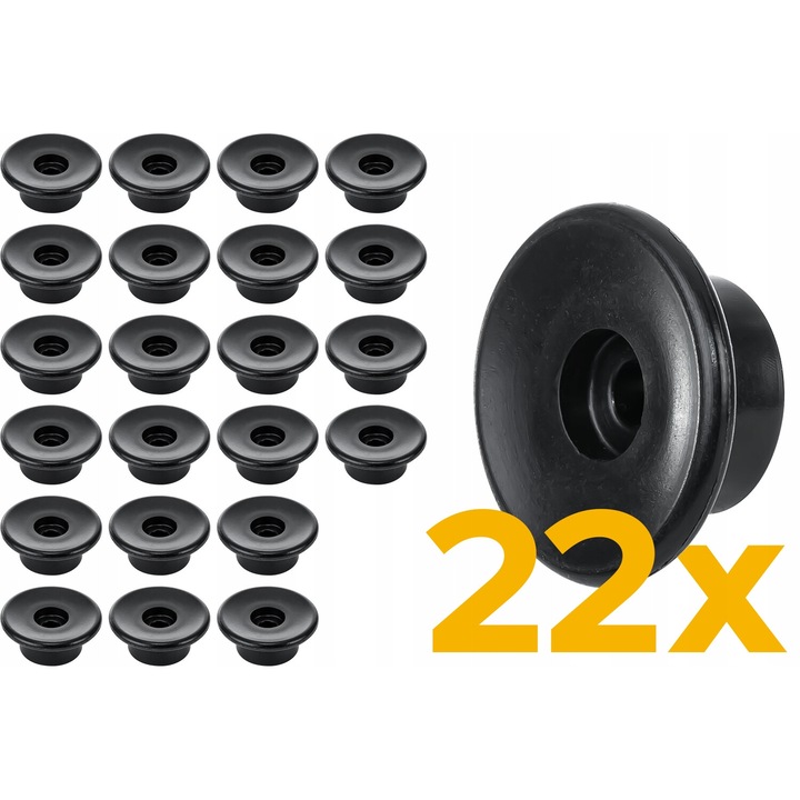 Rulouri laterale, UNITRAILER, remorca, fixare, plastic, Diametru: 30 mm, Inaltime: 12 mm, Set de 22 unitati