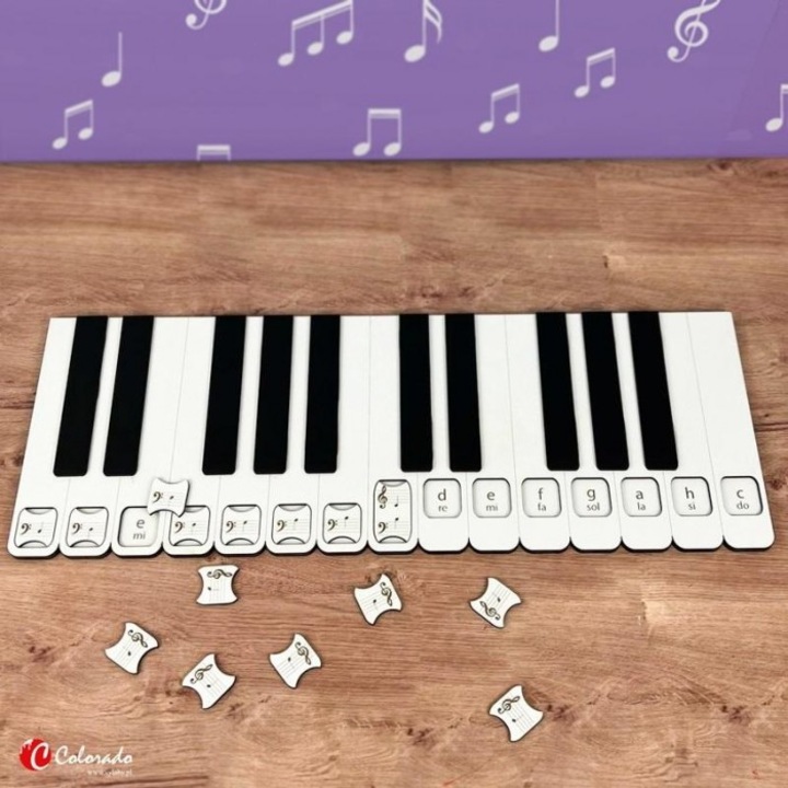 Oktatójáték, fa, jegyzettanuláshoz, Colorado, 53x19 cm