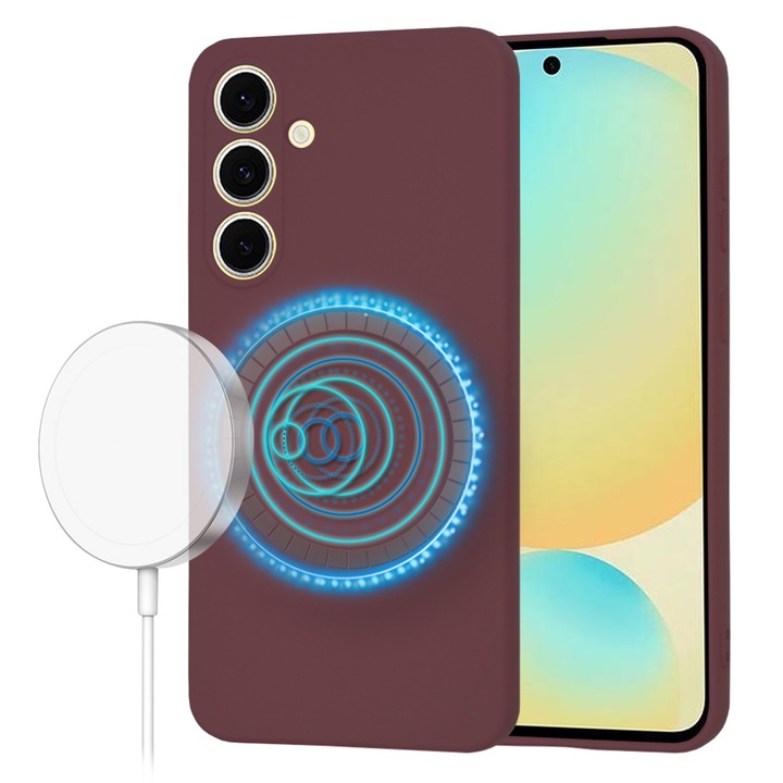 Husa din silicon pentru Samsung Galaxy S24 FE, Smartphosis SoftFlex MagSafe, Bordeaux