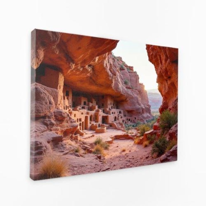 Vászonfestmény - Ősi sziklalakás Vörös Szikla-hegyben - 50x70 cm