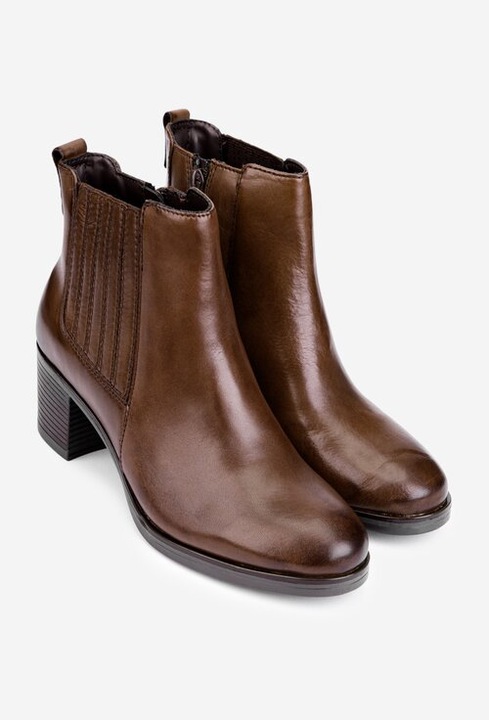 Botine dama maro din piele cu toc