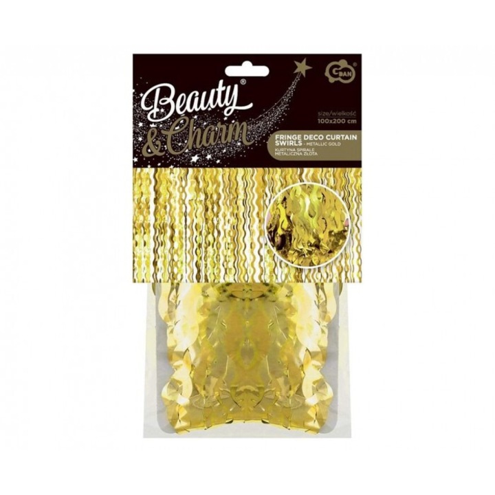 Arany spirál fém dekorációs függöny 100x200cm, Godan