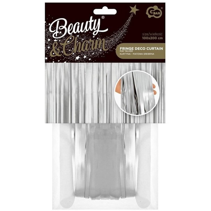 Ezüst dekoratív függöny 100x200cm Godan szett