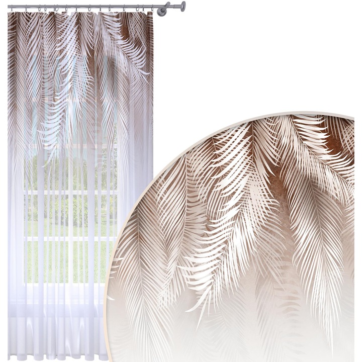 Perdea Gata Confectionata, HomeView, FKG192, Rejansa, Tiv, Bride, Poliester, Voal, Simpla, Multicolor, 140x240 cm