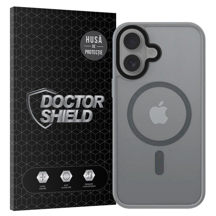 Husa de Protectie, Compatibila Apple iPhone 16, Doctor Shield Fantom, MagSafe - Gri