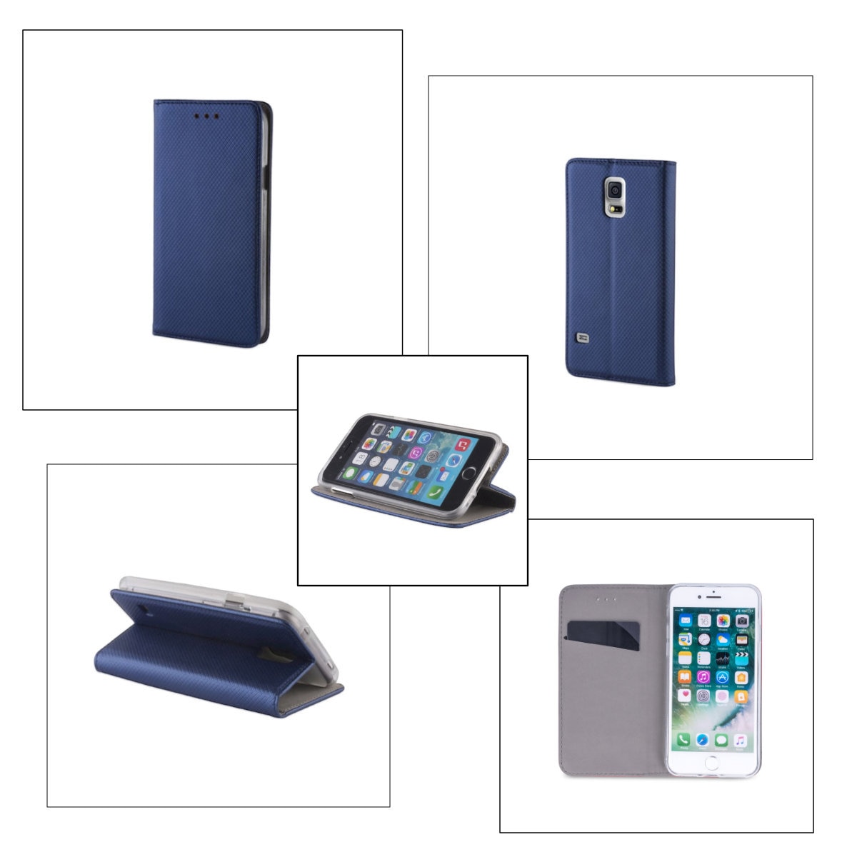 Husa tip carte, compatibila cu Samsung Galaxy A15 4G / A15 5G, premium flip book cu inchidere magnetica si functie stand, buzunar card, albastra Albastru Flip cover