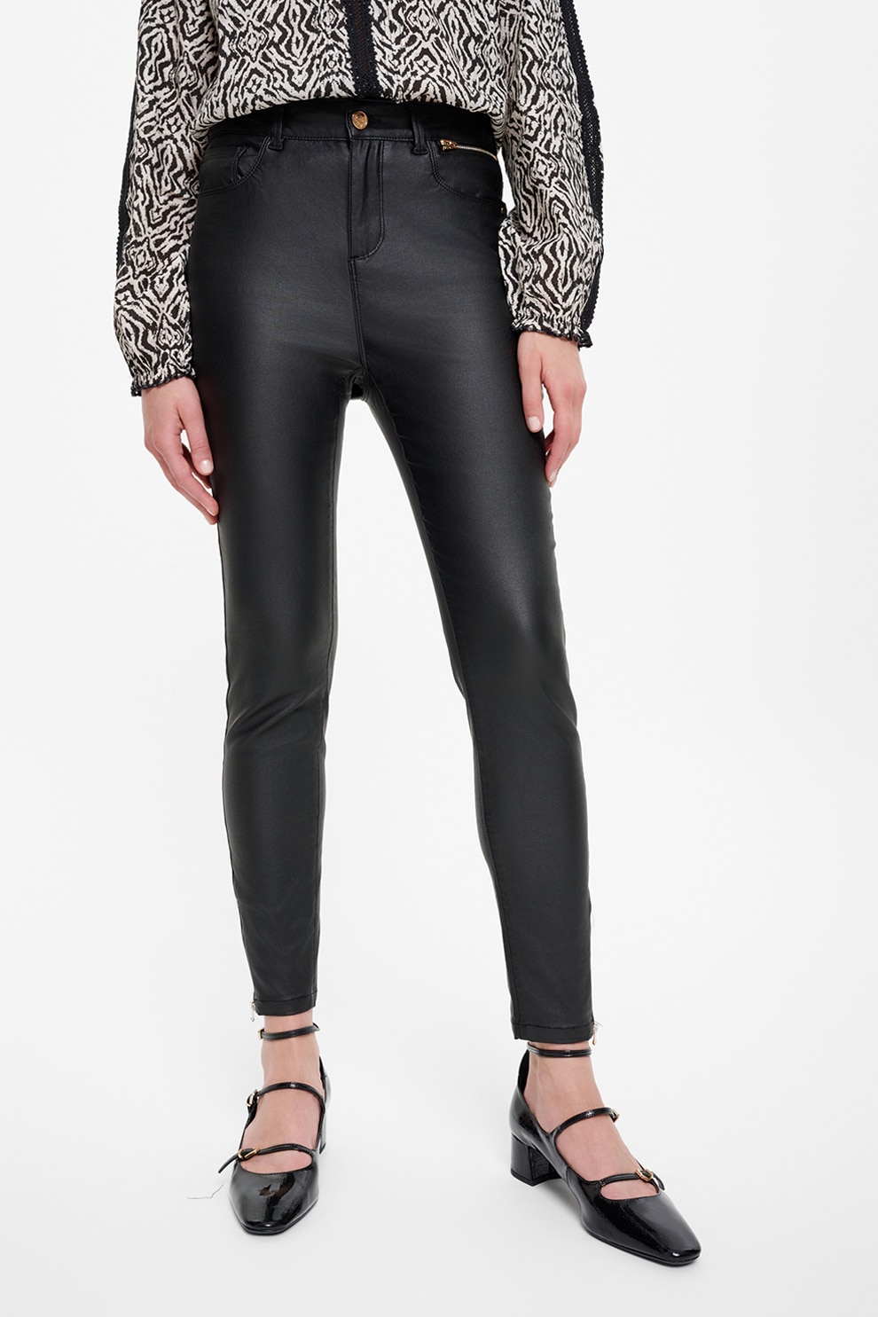 GreenPoint, Pantaloni skinny peliculizati, Negru, 42