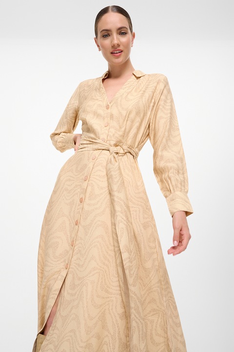 GreenPoint, Rochie midi cu model grafic, Bej