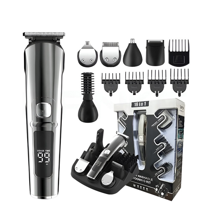 Professzionális 6 az 1-ben Hajvágógép – Haj, Szakáll és Test Formázásához, Vízálló IPX6, Újratölthető Akkumulátor
