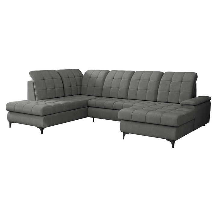 Coltar cu functie de dormit Veirana, MIRJAN24, dreapta, gri inchis, 212x330x105 cm