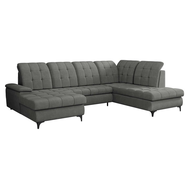 Coltar cu functie de dormit Veirana, MIRJAN24, stanga, gri inchis, 212x330x105 cm