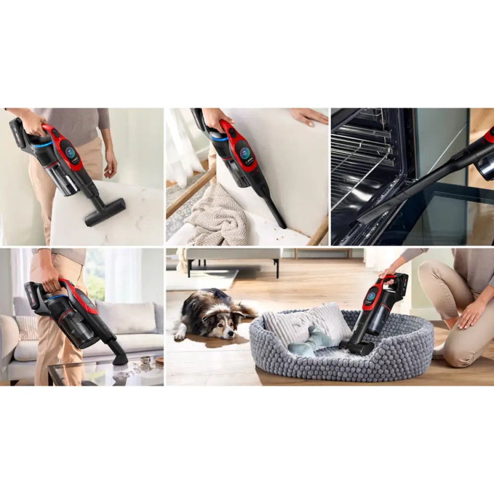 Aspirator cu acumulatori Bosch Unlimited 10 ProAnimal BCS1041PET, 6 niveluri de performanta, Rosu