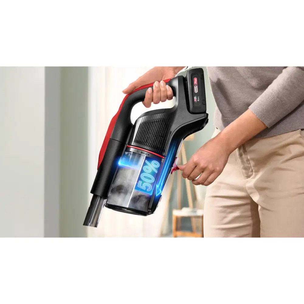 Aspirator cu acumulatori Bosch Unlimited 10 ProAnimal BCS1041PET, 6 niveluri de performanta, Rosu