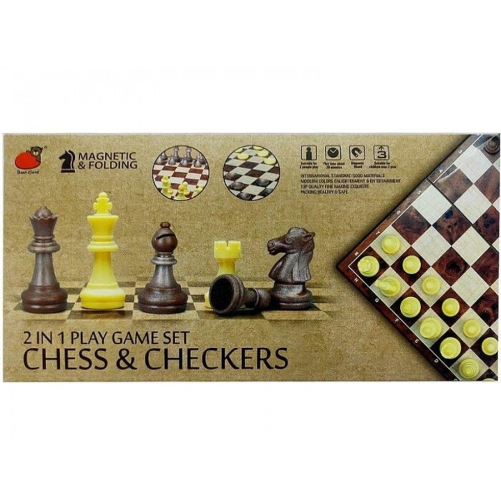 Set sah magnetic si table ADAR, 31x16x4,5cm, pentru varsta 3+