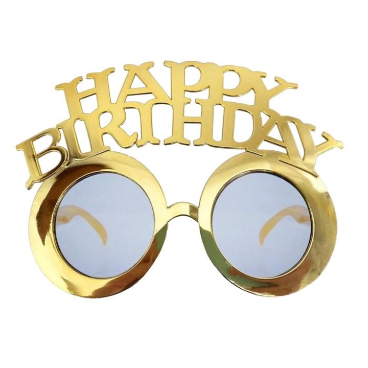 Ochelari Happy Birthday, Godan, Plastic, Auriu