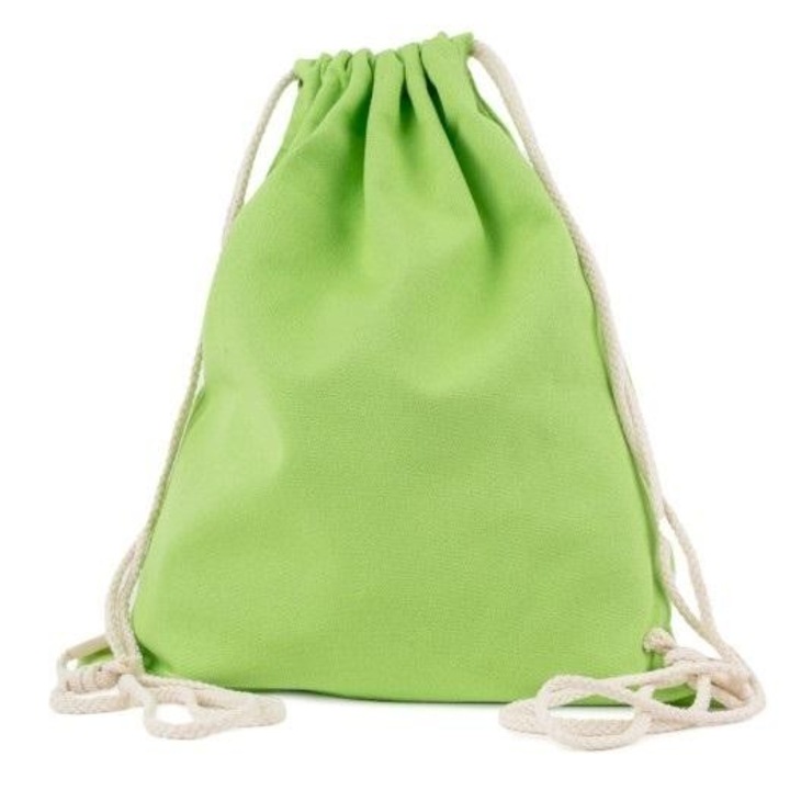 Rucsac scolar Fandy Backy, verde, bumbac, 34x42cm