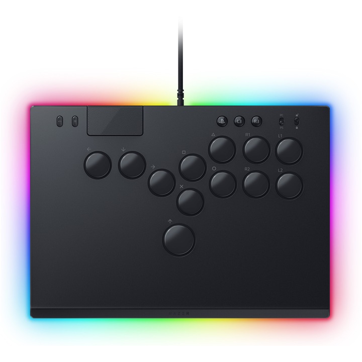 Razer Kitsune All Buton Optical Arcade kontroller, PS5, PC kompatibilis, Chroma RGB, USB-C, Fekete