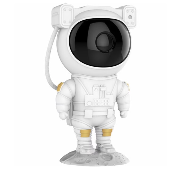Proiector laser astronaut cu joc de lumini, lumina ambientala, lampa de veghe LED, reglare 360, setare luminozitate, viteza, culori, telecomanda
