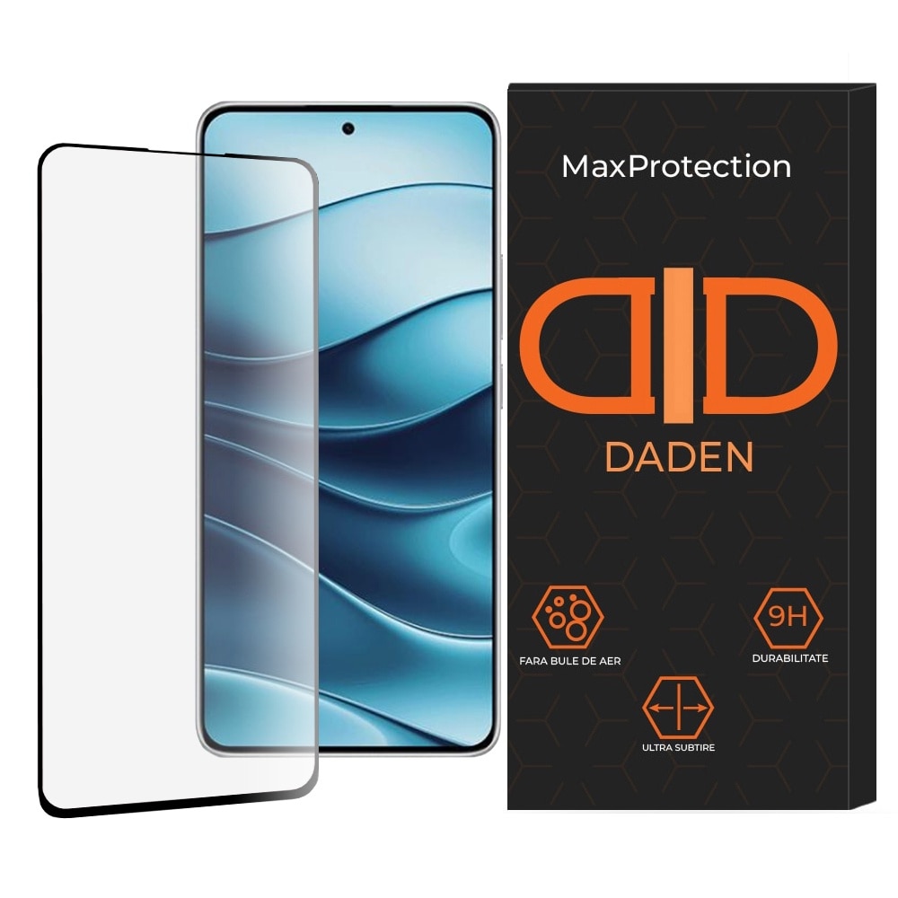 Folie Sticla pentru Xiaomi Redmi Note 14 Pro 4G Daden MaxProtection, Full Cover, Protectie Profesionala, Ultra Rezistenta, Calitate Premium, Transparenta