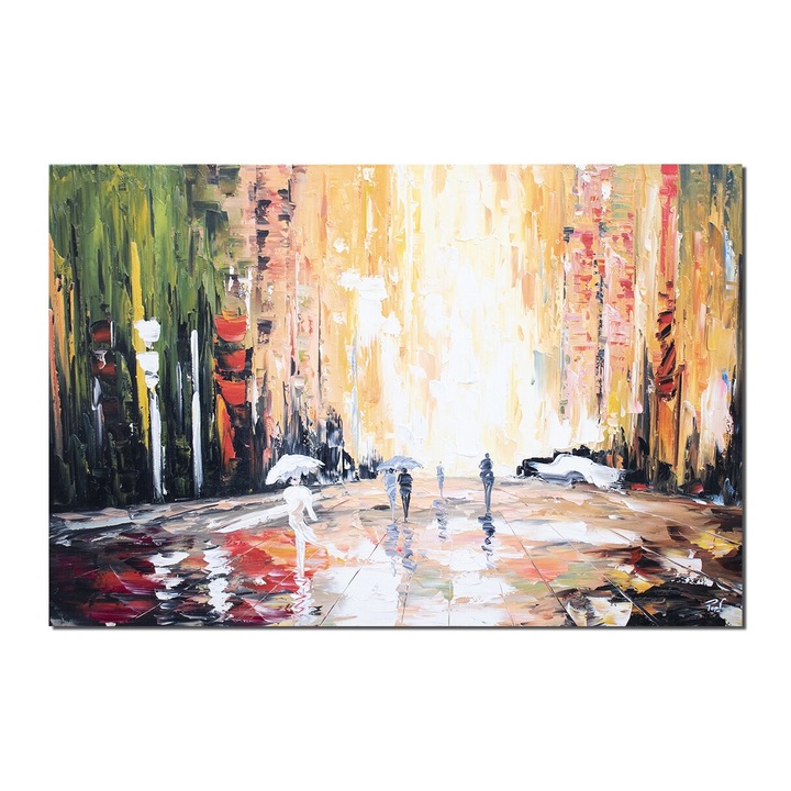 Tablou gigant living, birou pictat manual, Transcedental, 150x100cm ulei pe panza in cutit efect 3D, gata de agatat pe perete