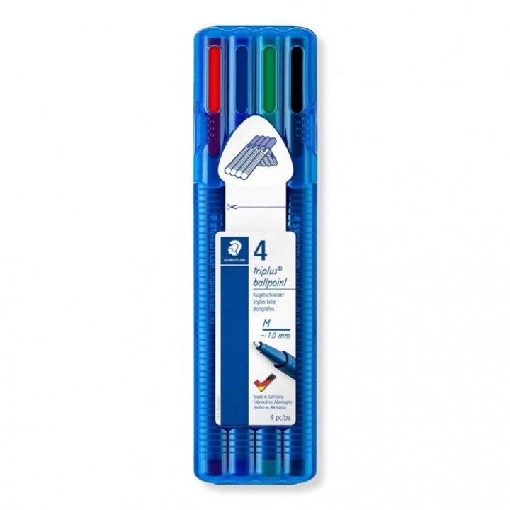 Химикалка Triplus M, Staedtler, 4 цвята, 0.45 mm, 46x170 mm