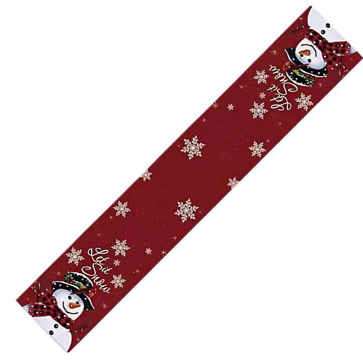 Traversa de masa pentru Craciun, Edibazzar, Poliester, rosu, 33x183 cm