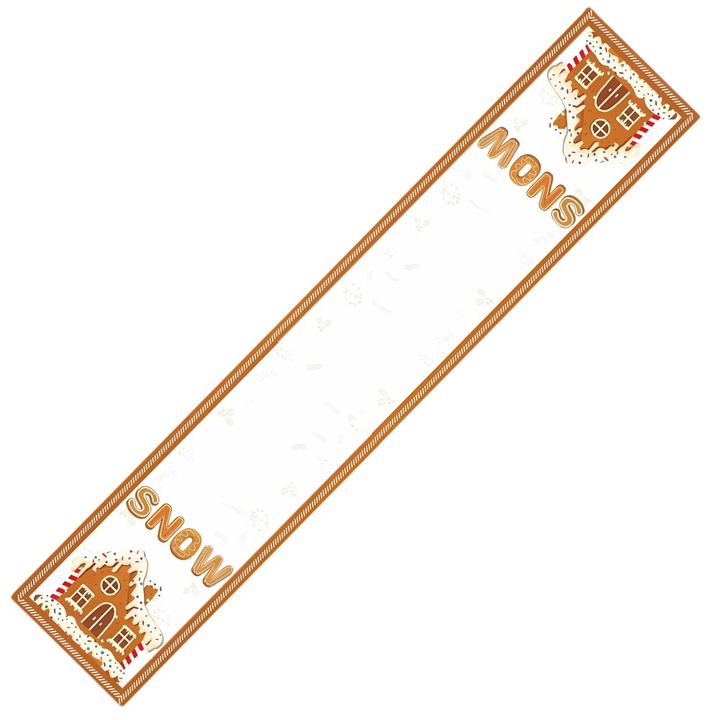 Traversa de masa, Edibazzar, Poliester, Model casuta de turta dulce, 33 x 183 cm, Multicolor