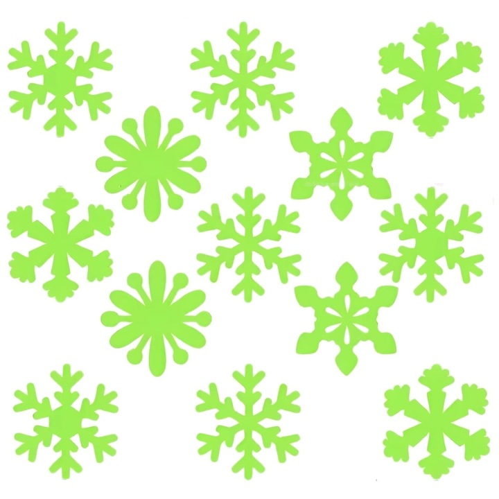 Set 50 autocolante in forma de fulgi de zapada, Edibazzar, Verde