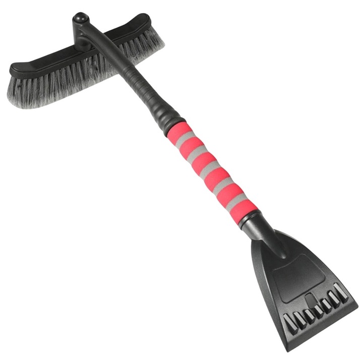 Perie de zapada 2w1 cu racleta, Edibazzar, design negru-rosu, lungime 54cm