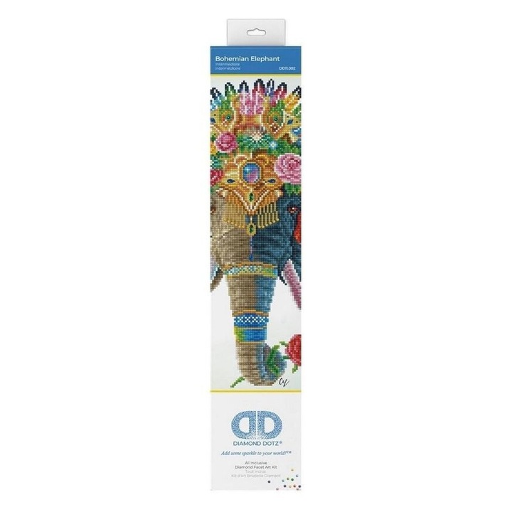 Set de broderie cu diamante - Elefant Bohemian, Diamond Dotz, 51x41cm, multicolor