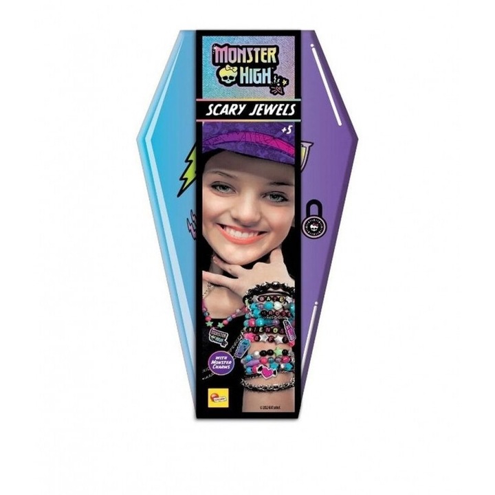 Set de artizanat Monster High, Lisciani, bijuterie, cutie in forma de sicriu, 88x167mm