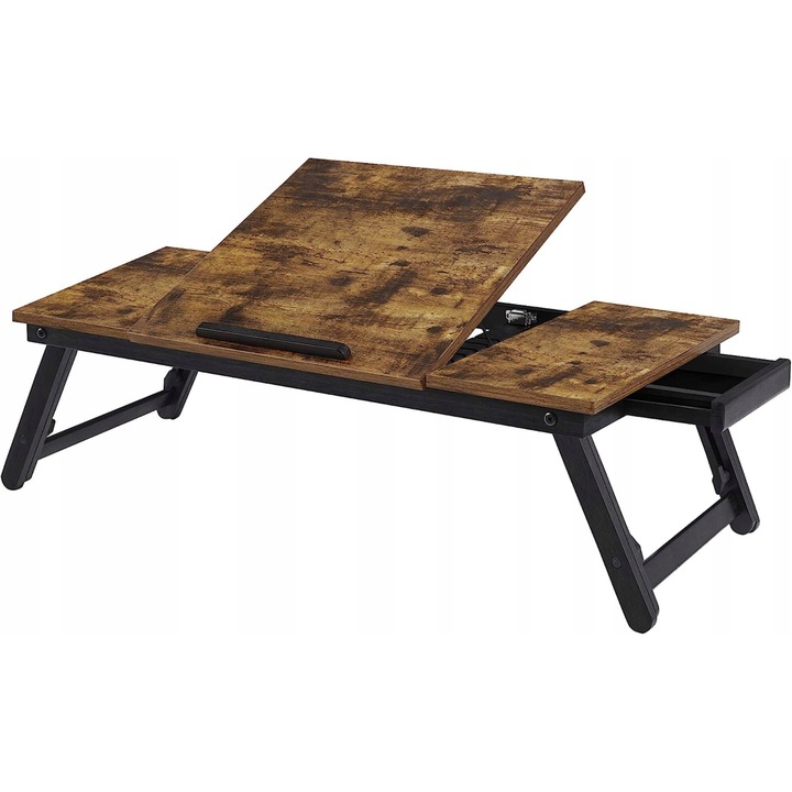 Stand pentru laptop, SONGMICS, 71x35cm, reglabil 21,5-30,8cm, bambus, negru si maro