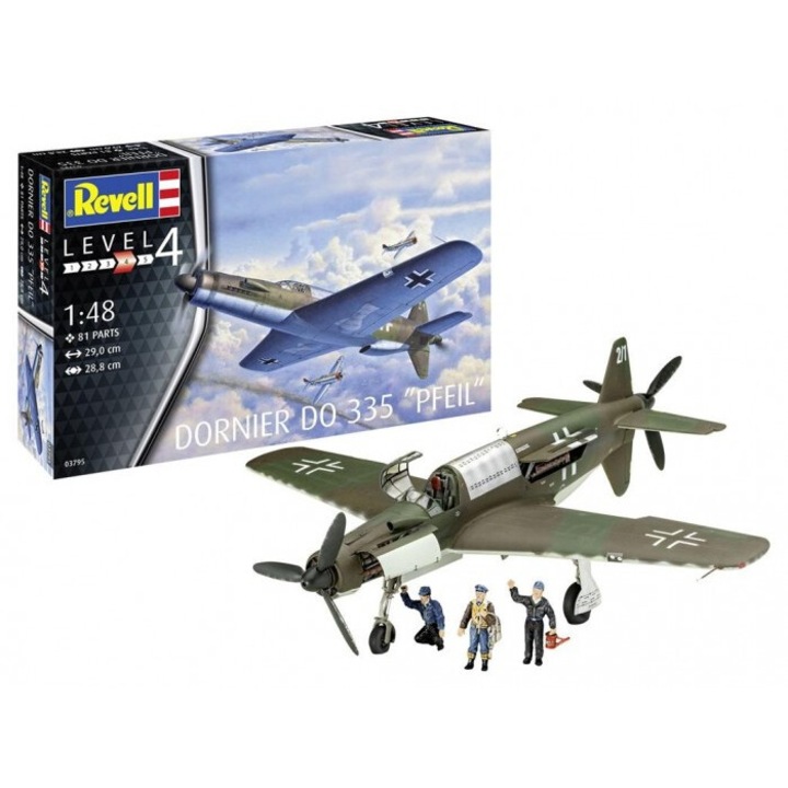 Model plastic Dornier Do 335 "Pfeil" Revell, 1:48, 81 piese, 290mm x 288mm, 12+