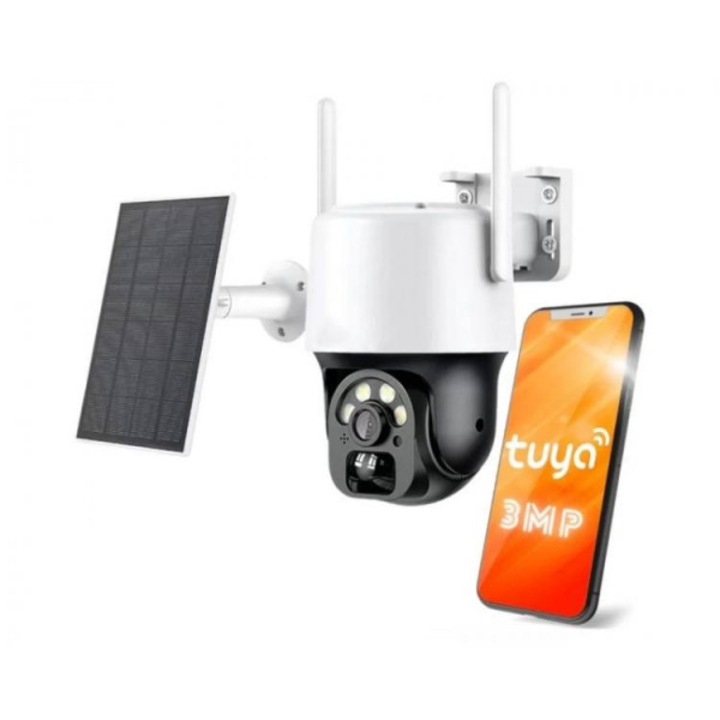 Camera de supraveghere solara rotativa Vision, 3 MP, alba, IP66 ...