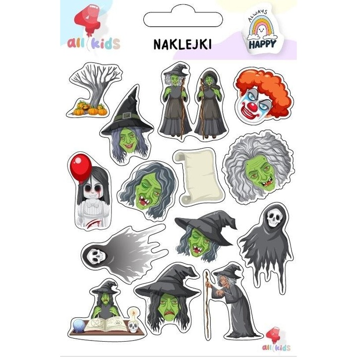 Dekoratív matricaszett gyerekeknek Halloween 2, All4Kids, 150x100mm, többszínű