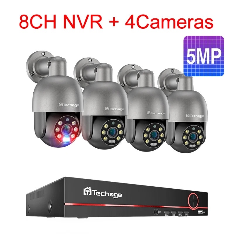 Techage 8CH NVR комплект за наблюдение, 5MP камери, детекция на - Main Image