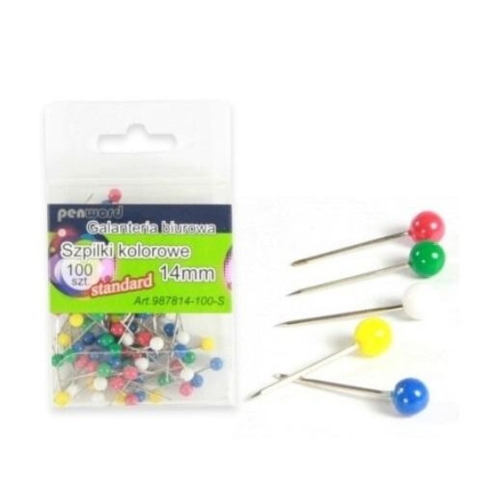 Комплект от 100 цветни карфици 14 мм Penword, 49x49 мм