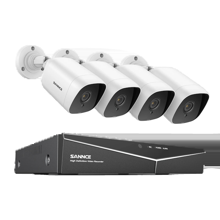 Set 4 camere de Supraveghere, Zosi, 8CH DVR, 2MP, 18m, Design rezistent la intemperii