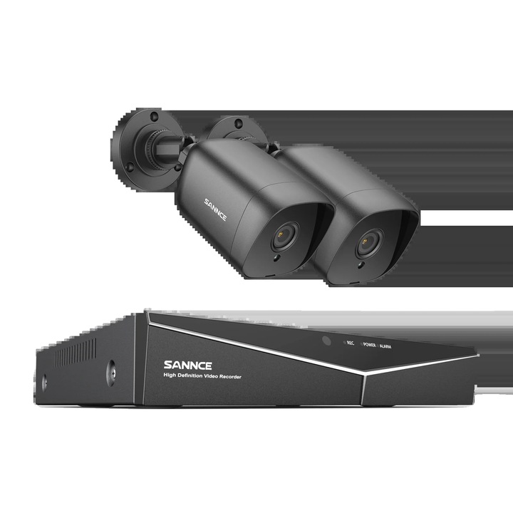 2MP-es megfigyelőkészlet, 4 csatornás DVR, időjárásálló kültéri kamerák, mobil távfelügyelet, 2 kamerás készlet