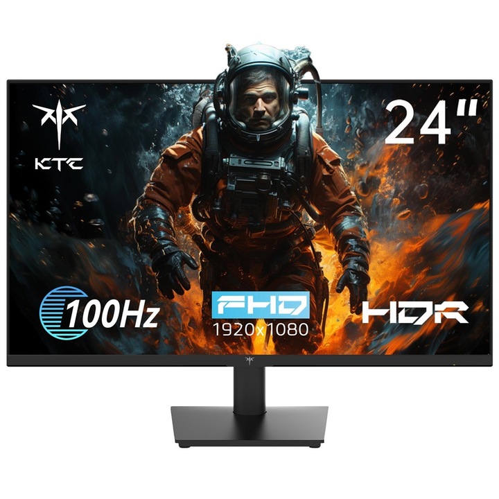 KTC Gaming Monitor 23,8 hüvelykes, 100 Hz, Full HD 1920x1080, Adaptive Sync, VESA, szögbeállítás, E energiaosztály