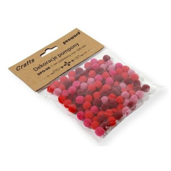 Pomponi decorativi 1cm mix rosu 120buc Penword