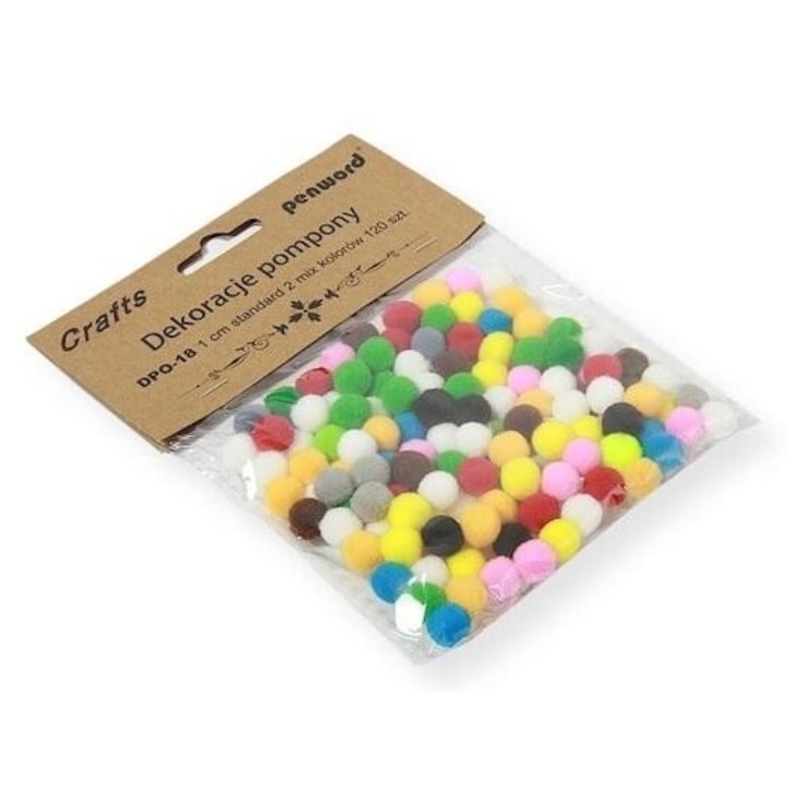 Комплект от 120 декоративни помпони, Penword, Multicolor
