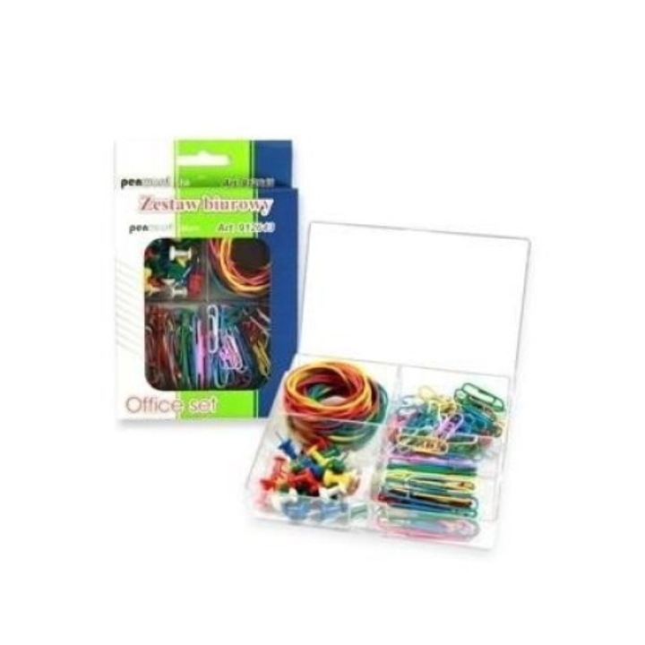 Комплект бюро Penword, асо, кламери, многоцветен, блистер