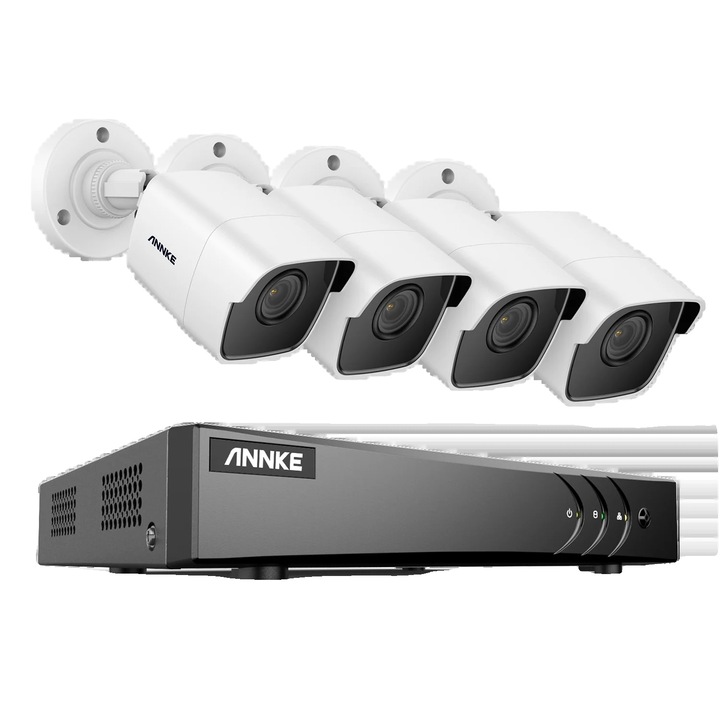 Sistem de supraveghere, ANNKE, 8CH DVR, camera 5MP Ultra HD, viziune nocturna, 8 camere, IP67, 18m cablu