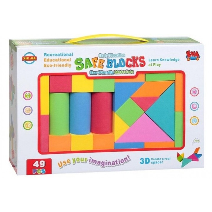 Комплект от 49 строителни блокчета, W&K, 31.8x22.2x9cm, 3 години +