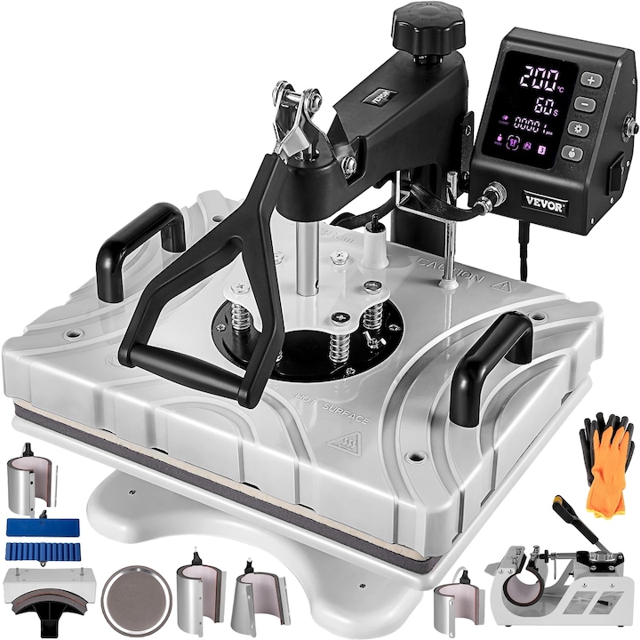Presa termica pentru cani 6 in 1, 500W, digital, 29x41.5x40cm, albastru