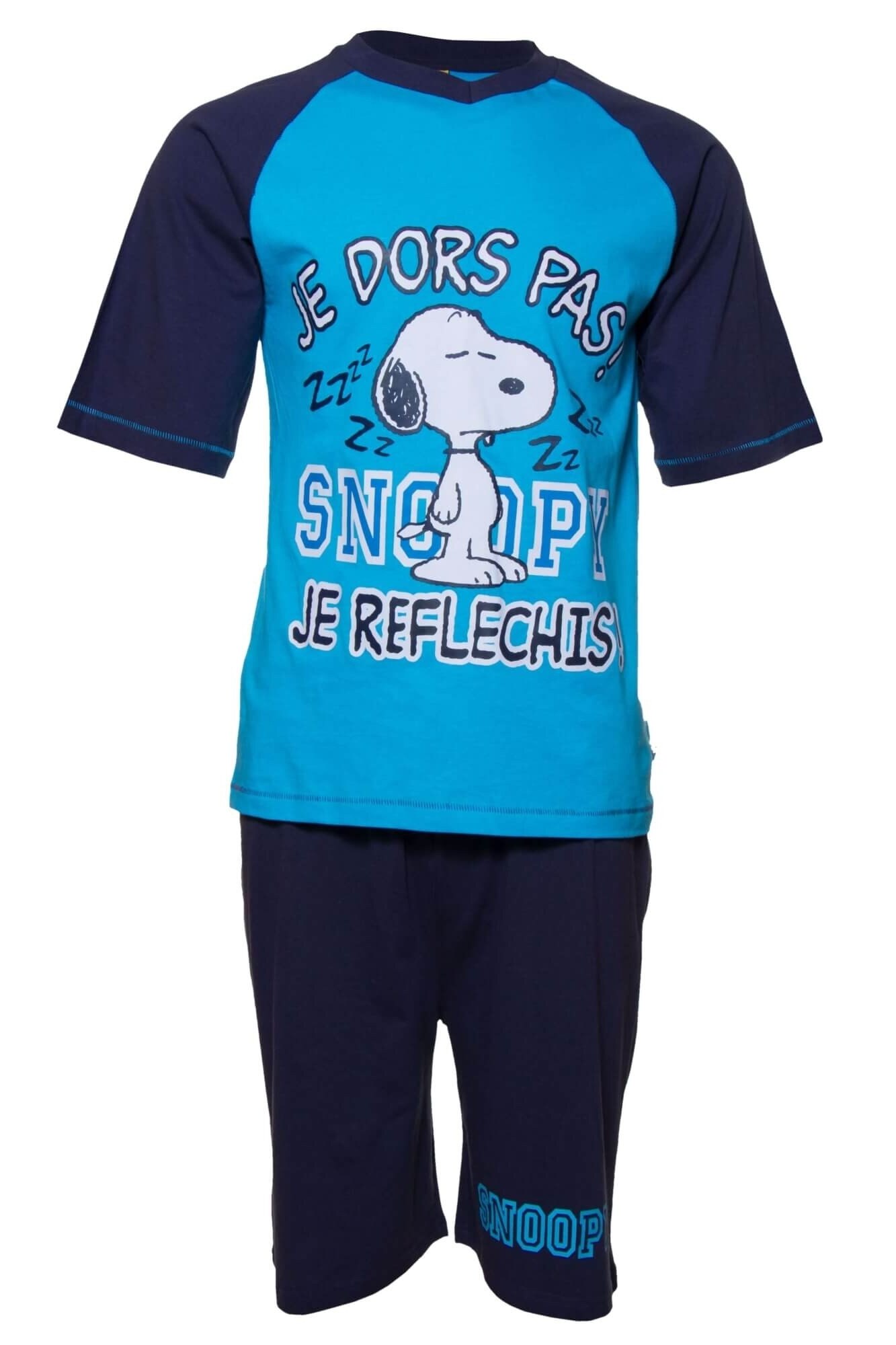 Captain brie Buzz Grab Pijama de vara cu Snoopy, Bumbac 100%, turcoaz-bleumarin, pentru barbati, S  - eMAG.ro