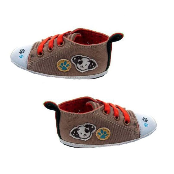 Papucei bebe, crem, cu labute-6-9luni