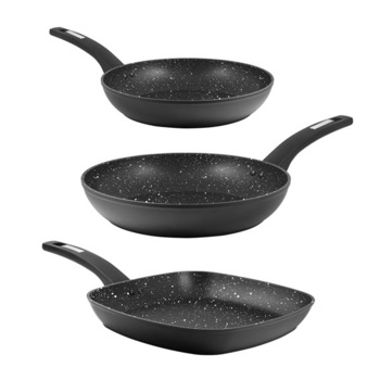 Set 3 tigai marmorate Marburg, aluminiu forjat, diametru 24 cm, 28 cm, grill 28 cm, inductie Set 3 tigai marmorate Marburg, aluminiu forjat, diametru 24 cm, 28 cm, grill 28 cm, inductie