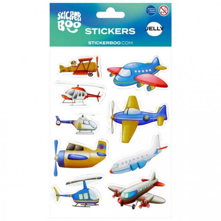 Комплект декоративни стикери Sticker Boo, самолети, многоцветни, 150 x 200 см